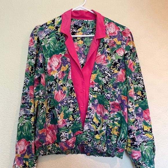Pretty Vintage Floral Long Sleeve Blouse - Picture 1 of 8